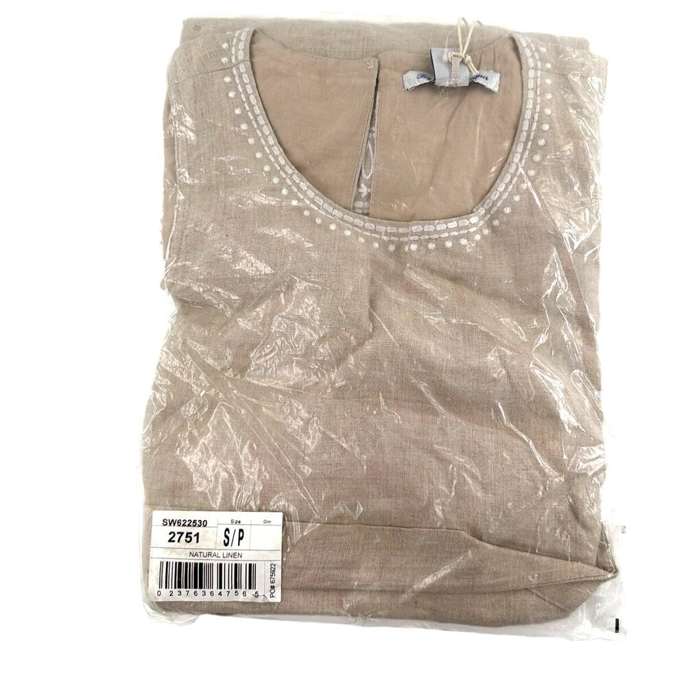 Tommy Bahama Natural Linen Two Palms Embroidered Linen Shift Dress Size S - Picture 3 of 10